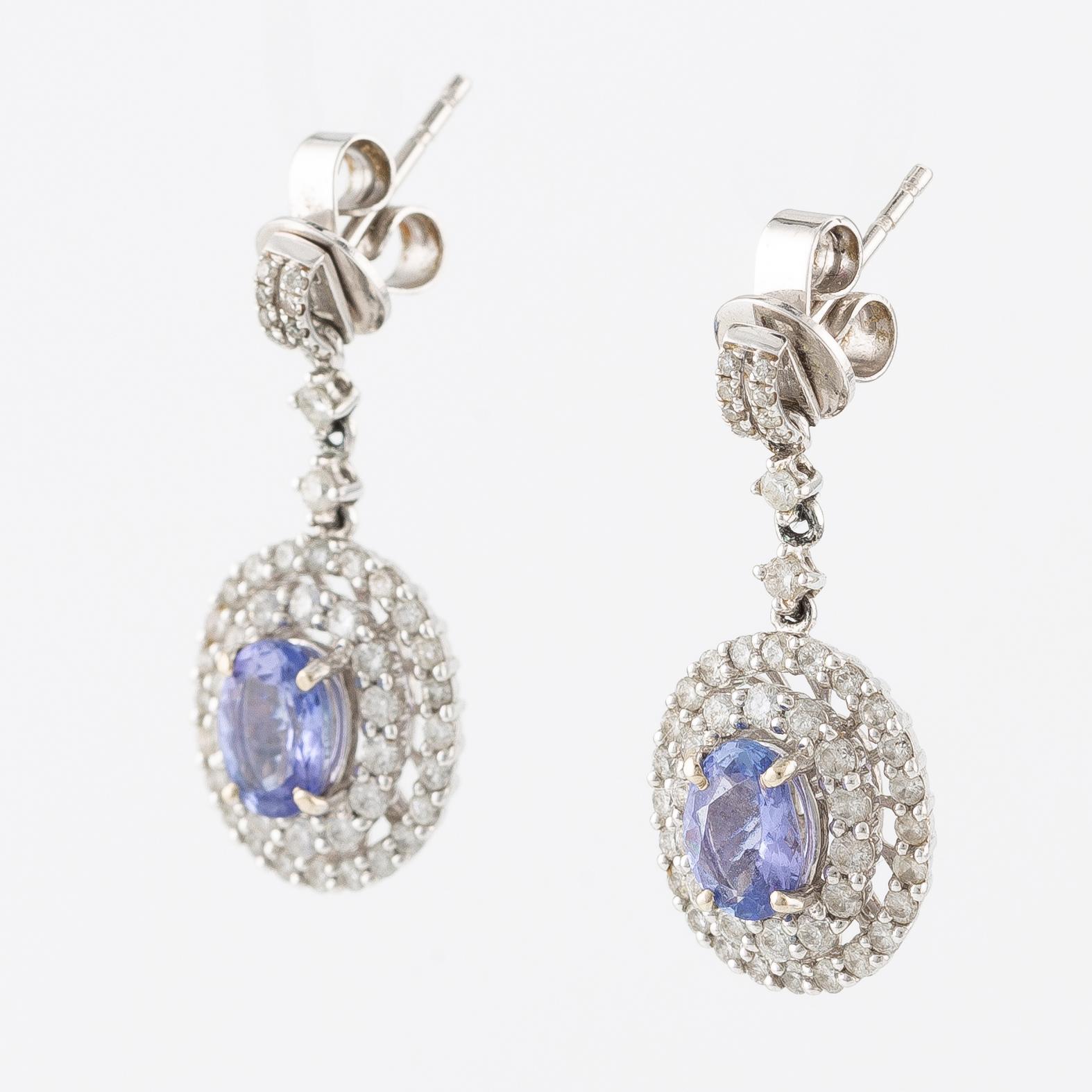 Earrings, 14K white gold with tanzanites and brilliant-cut diamonds.