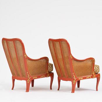 Carl Malmsten, a pair of Swedish Grace armchairs, cabinetmaker Albin Johansson, Stockholm, for Villa Kvikkjokk, 1927-28.