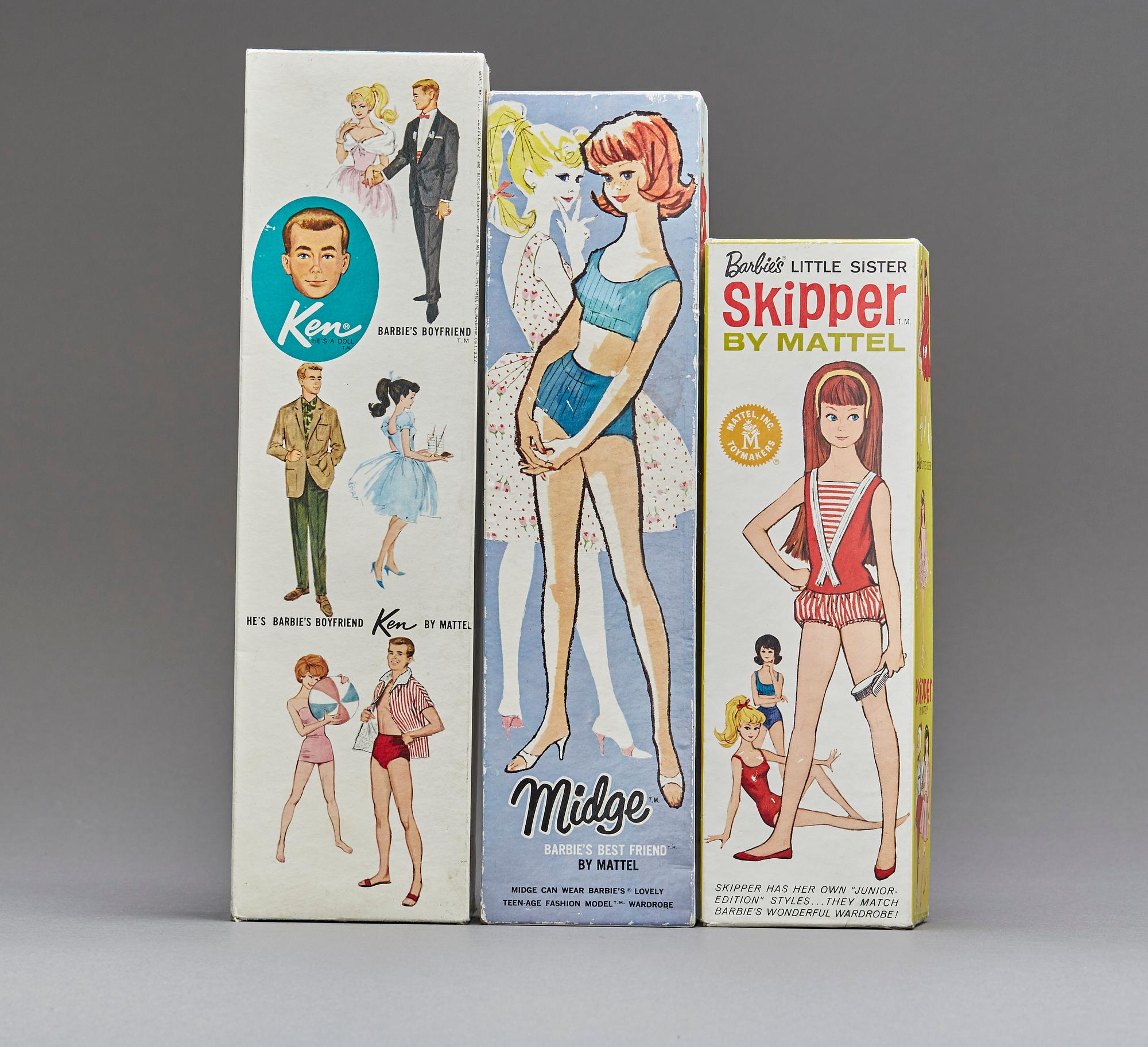 BARBIEDOCKOR, 3 st, Mattel, omkring 1960.