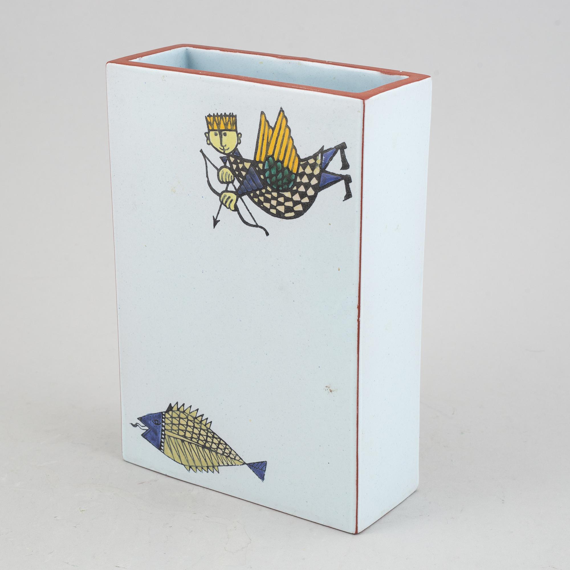 Stig Lindberg, vase and plate, "Karneval", Gustavsberg.