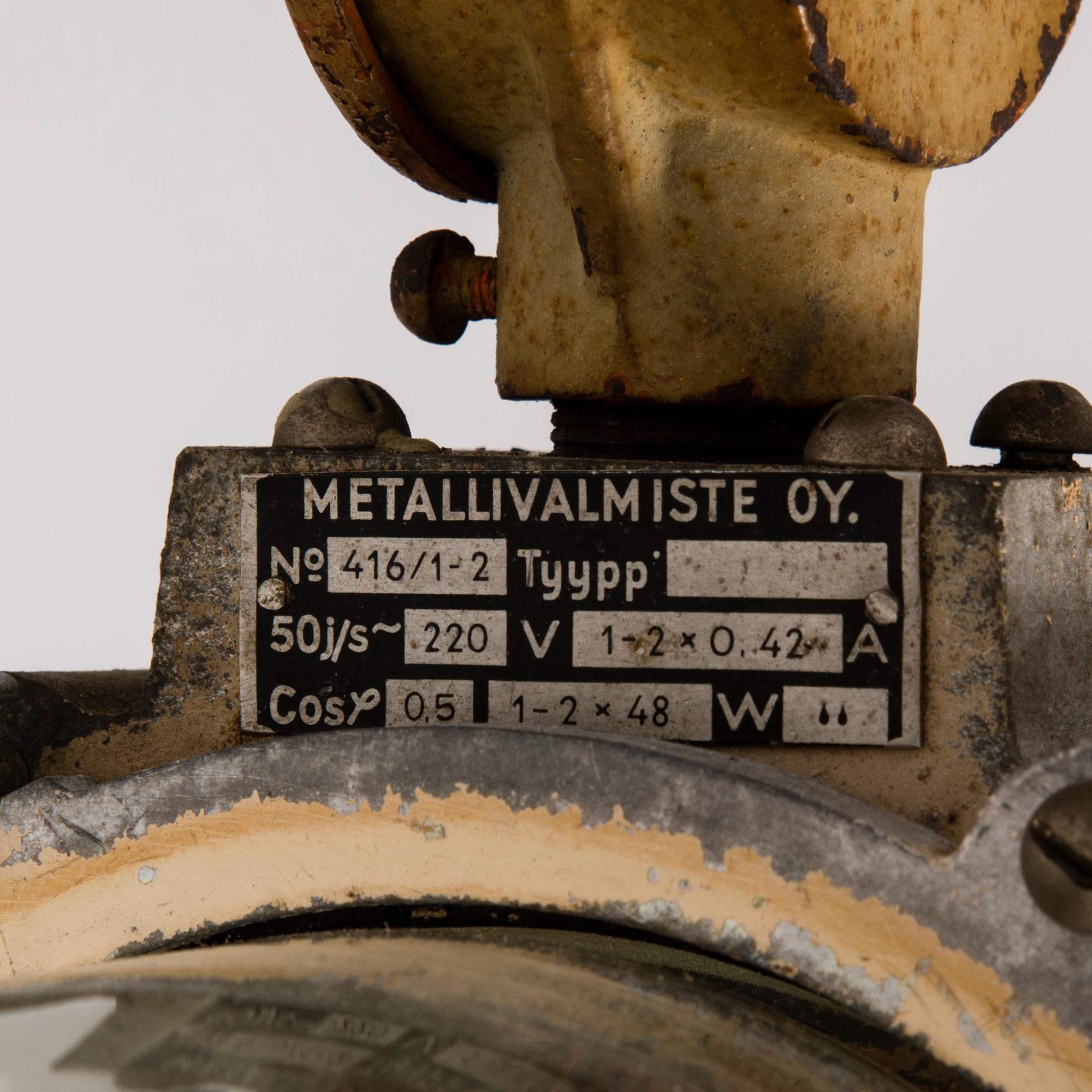 A mid 20th Century Finnsh industrial light for Metallivalmiste Oy.