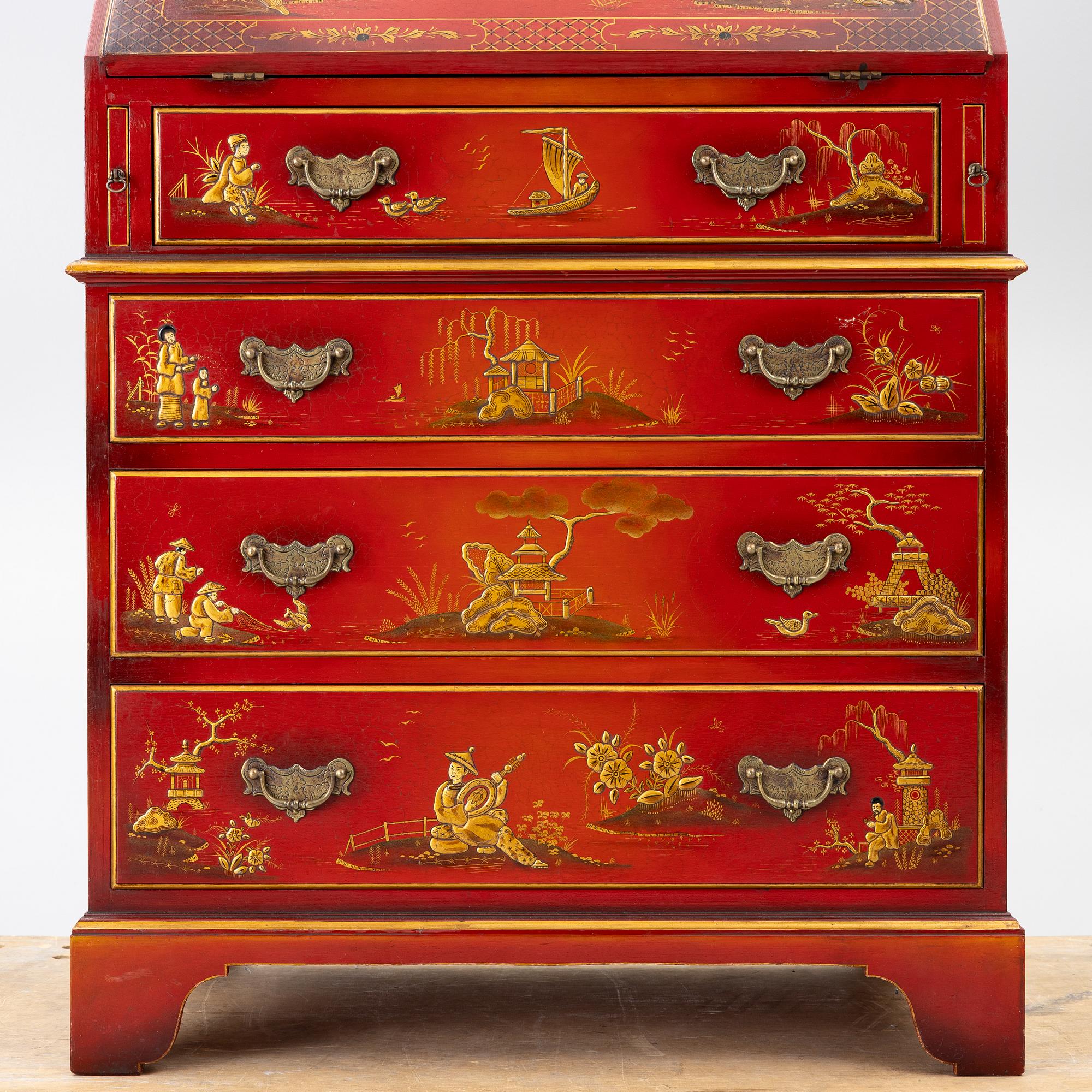 Writing cabinet, chinoiserie style, 20th century.