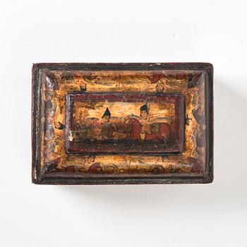 Qalamdan, lackerad papier maché, Persien, Qajardynastin, 1800-talets första hälft.