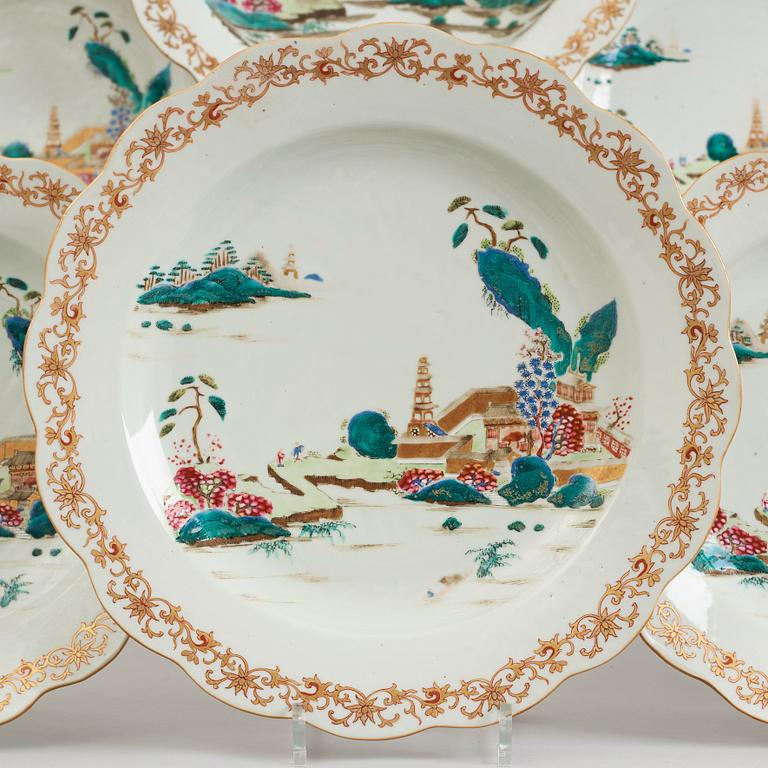 A famille rose dinner service, Qing dynasty, Qianlong (1736-95). (76 pieces).