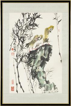Målningar, ett par, okänd konstnär, akvarell och tusch på papper. Kina, 1900-tal.