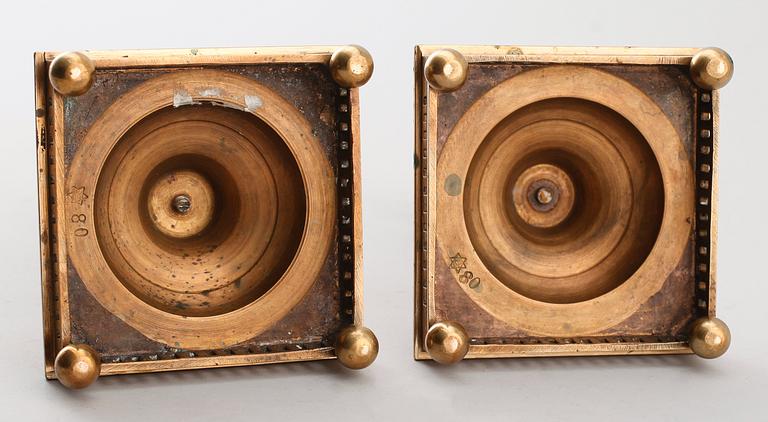 LJUSSTAKAR, 1 par, mässing, Åkerberg & Hellström Metall AB, 1900-talets första hälft.