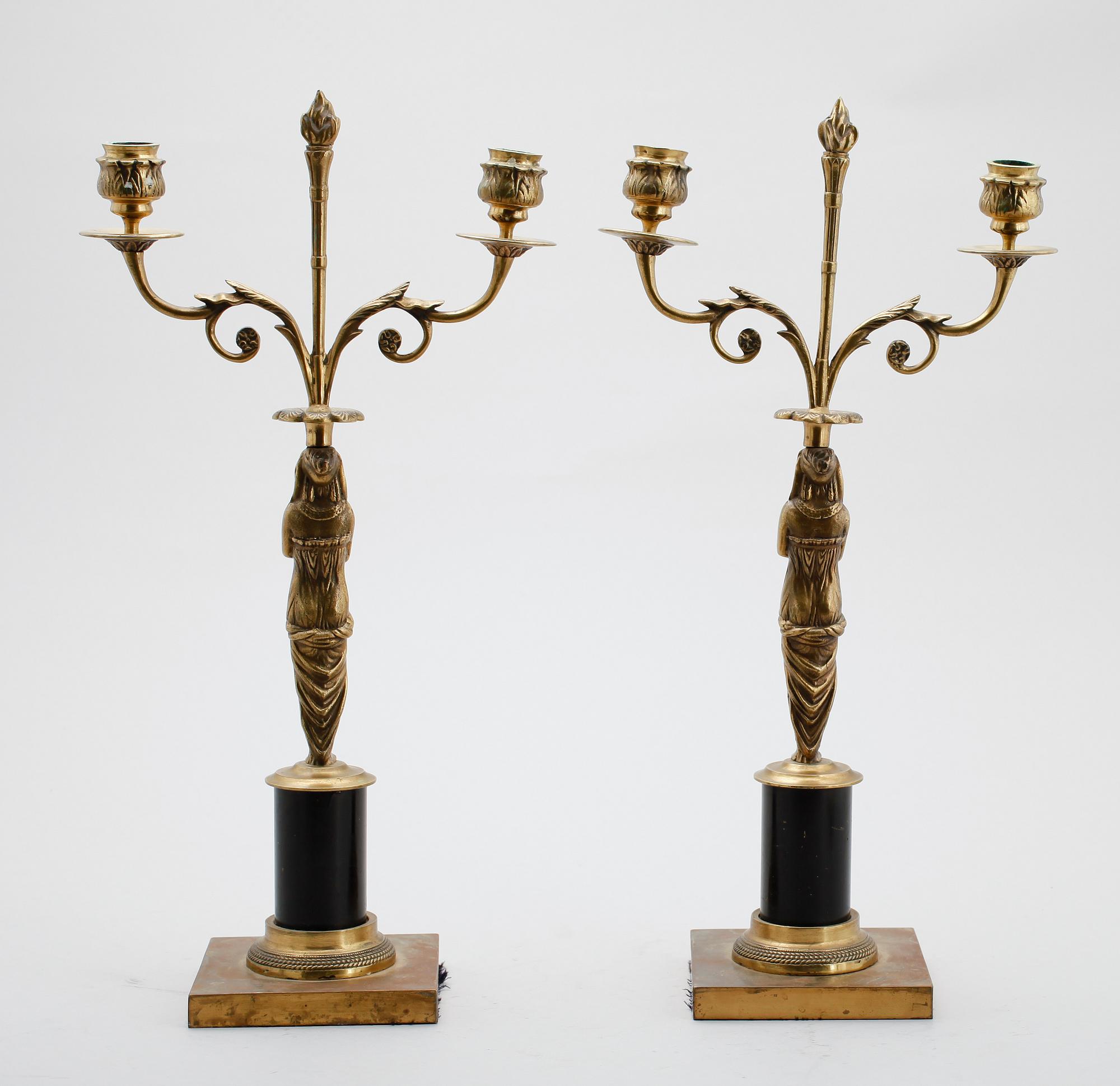 KANDELABRAR, 1 par, empirestil, 1800/1900-tal.
