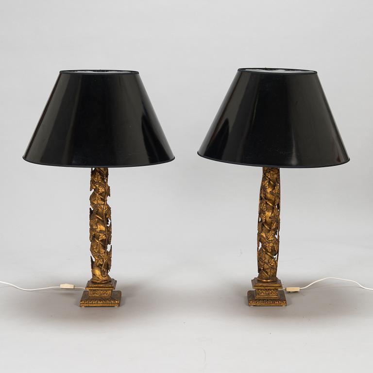 A pair of table lamps, late 20th century.