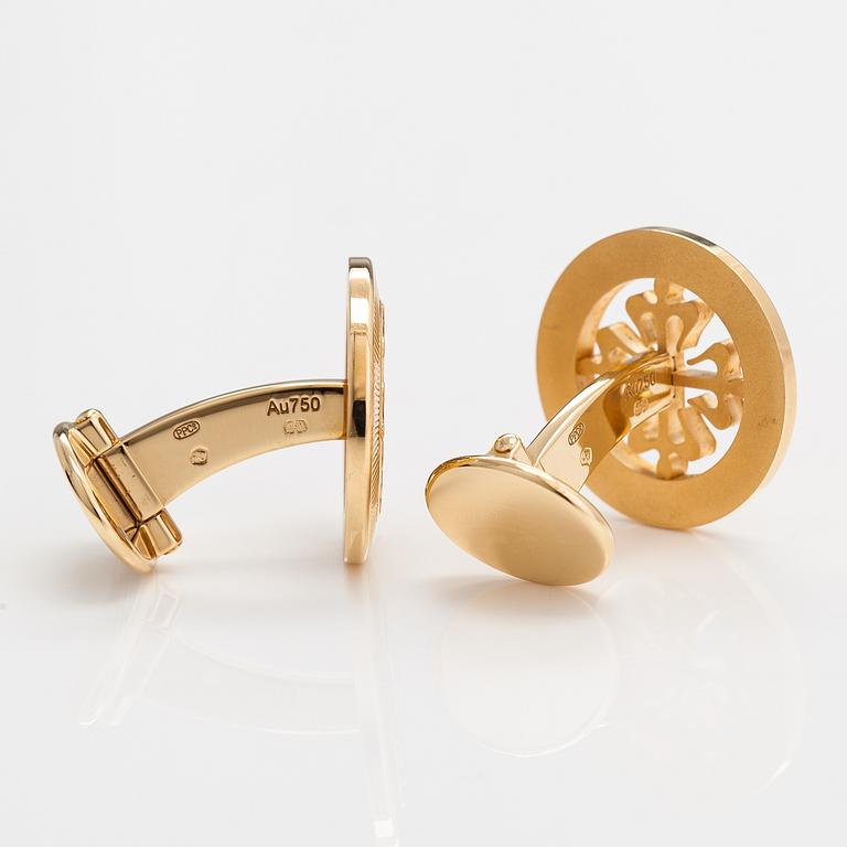 Patek Philippe, manschettknappar "Calatrava", 18K guld. Märkta Patek Philippe Geneve.