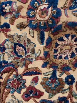 SEMI-ANTIQUE SILK KASHAN SOUF (in relief). 202 x 130 cm.