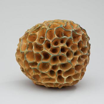 A Hans Hedberg faience sculpture of a sponge, Biot, France.