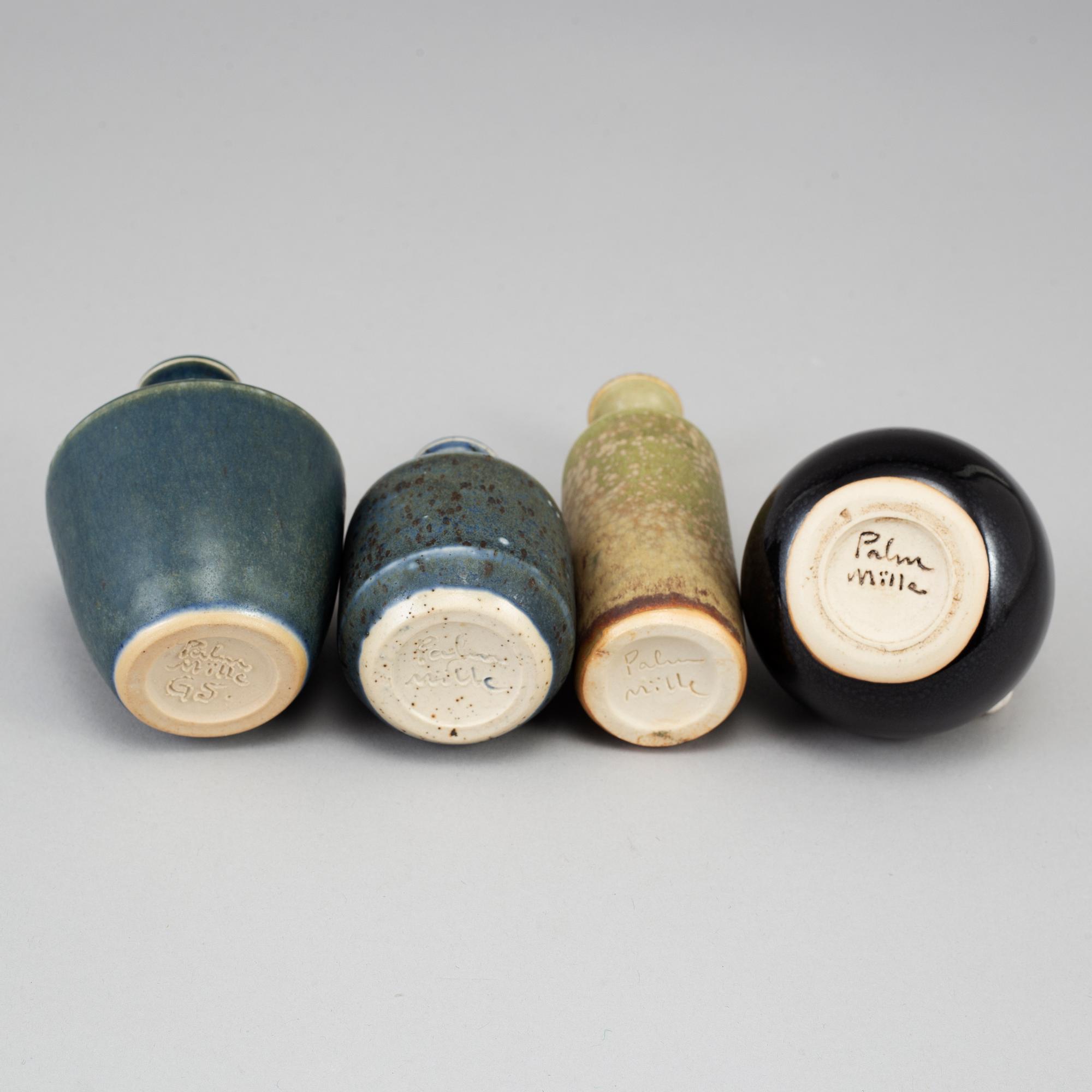 ROLF PALM, a set of four stoneware vases, Mölle, Sweden.