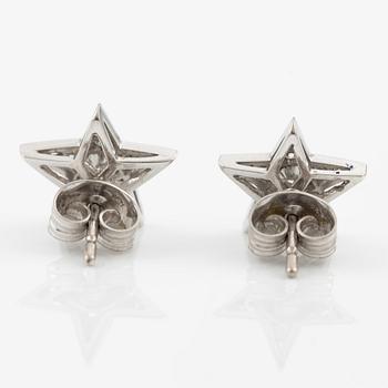 Earrings, in the shape of stars, 18K white gold with brilliant-cut diamonds.