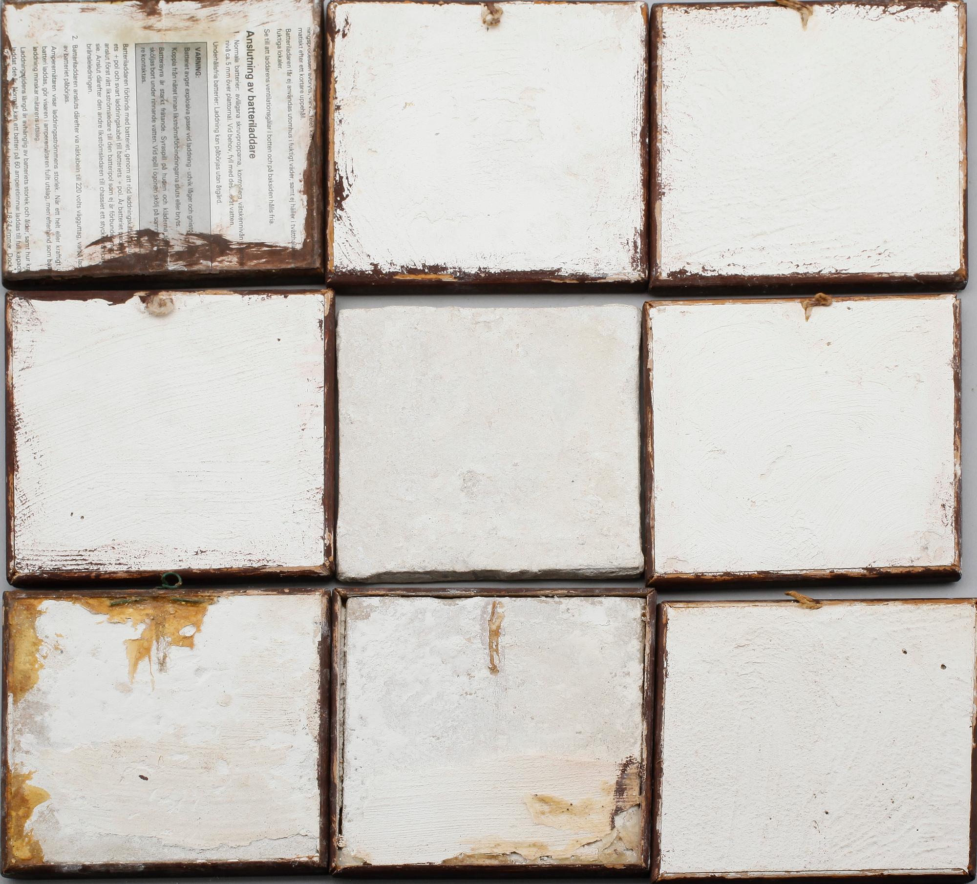 KAKELPLATTOR/FLIS, 9 st, lergods, 1700-tal.