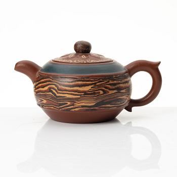 He Yanping, A polychrome yixing teapot, China, 1990s.