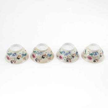 KOPPAR, 4 st, porslin, Kina 1800-tal.
