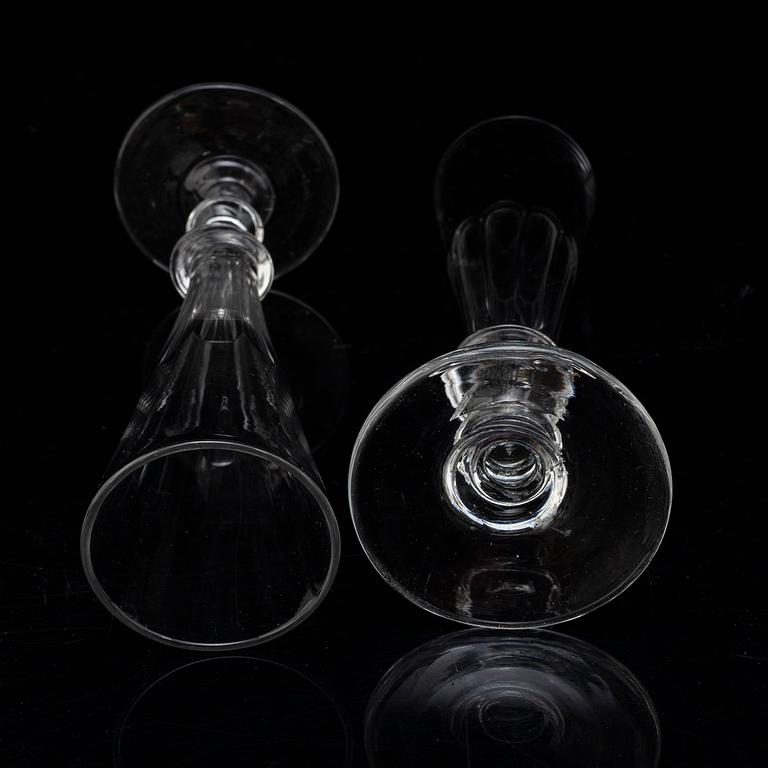 12 champagne glasses, early 20th century.