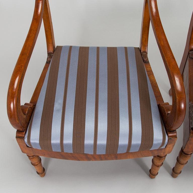 A set of three Biedermeier armchairs, probably St. Petersburg  1820s.