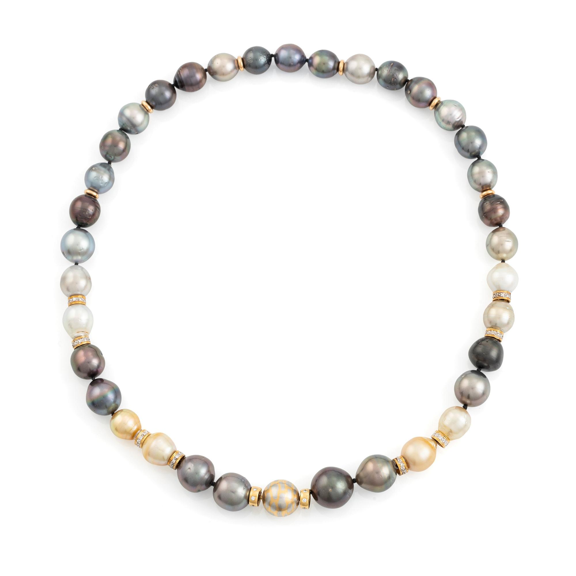 A cultured Tahiti- and South Sea pearl necklace.
