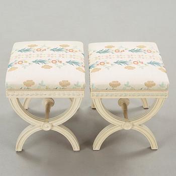 A pair of painted late gustavian stools by Ephraim Ståhl(active 1794-1820).