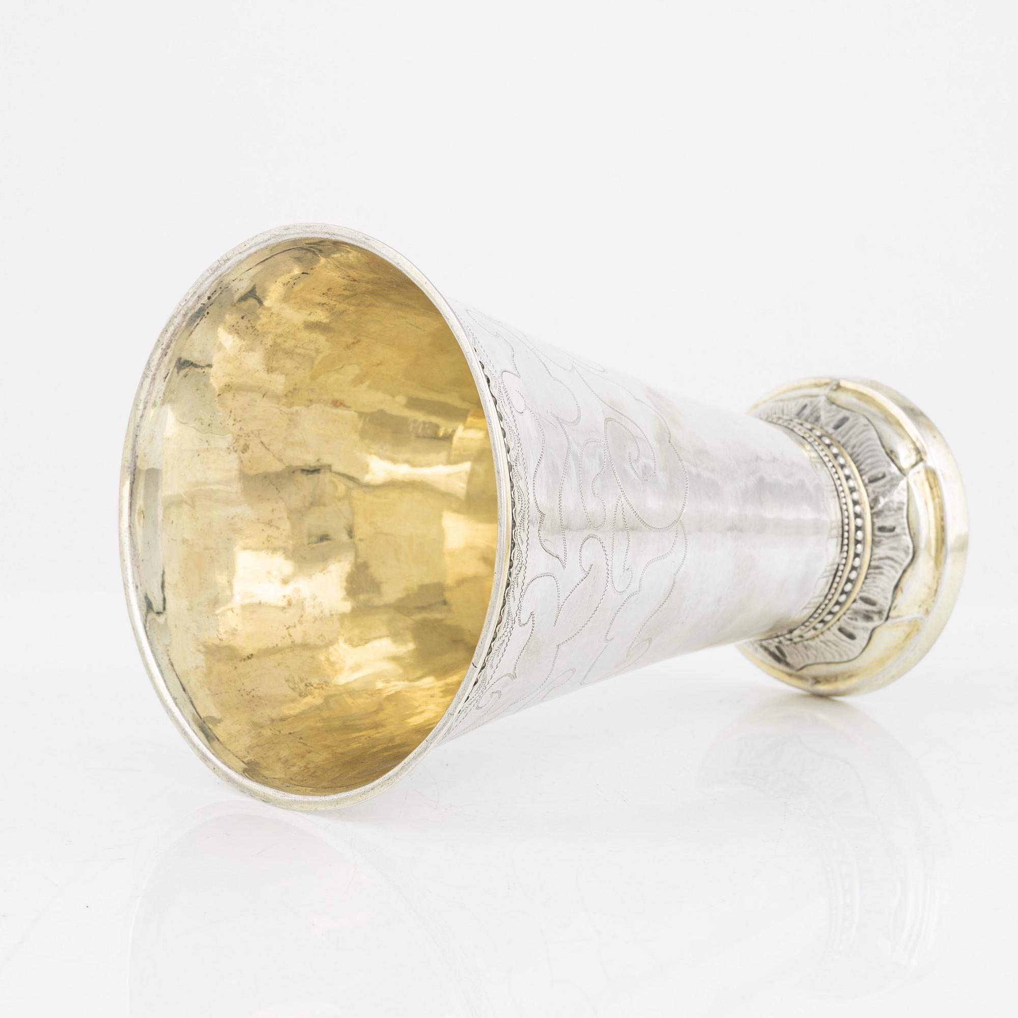 A Swedish parcel-gilt silver beaker, mark of Erik Lemon, Uppsala 1795.