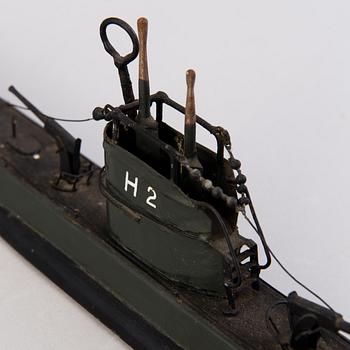 A wooden submarine model HMS H2, England (1915-21).