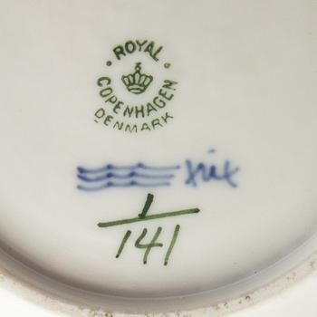 Service pieces 9 pcs "Musselmalet" mostly full lace Royal Copenhagen Denmark 20th century porcelain.