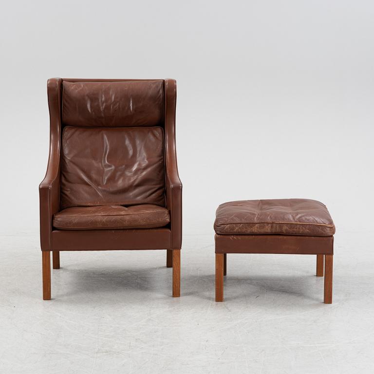 Børge Mogensen, fåtölj med fotpall modell 2204, Frederica Stolefabrik, Danmark, 1900-talets andra hälft.