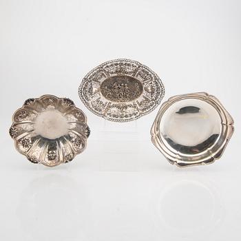 A set of three 20th century silver bowls.