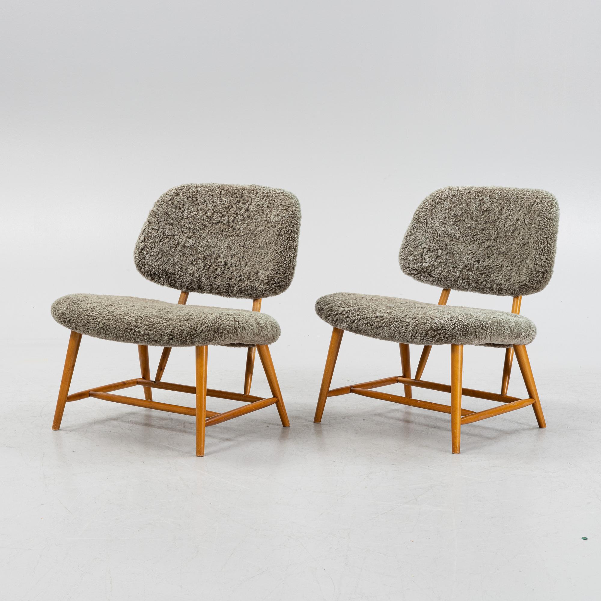 Alf Svensson, a pair of 'TeVe' easy chairs, Bra Bohag, Studio Ljungs Industrier, 1950's.