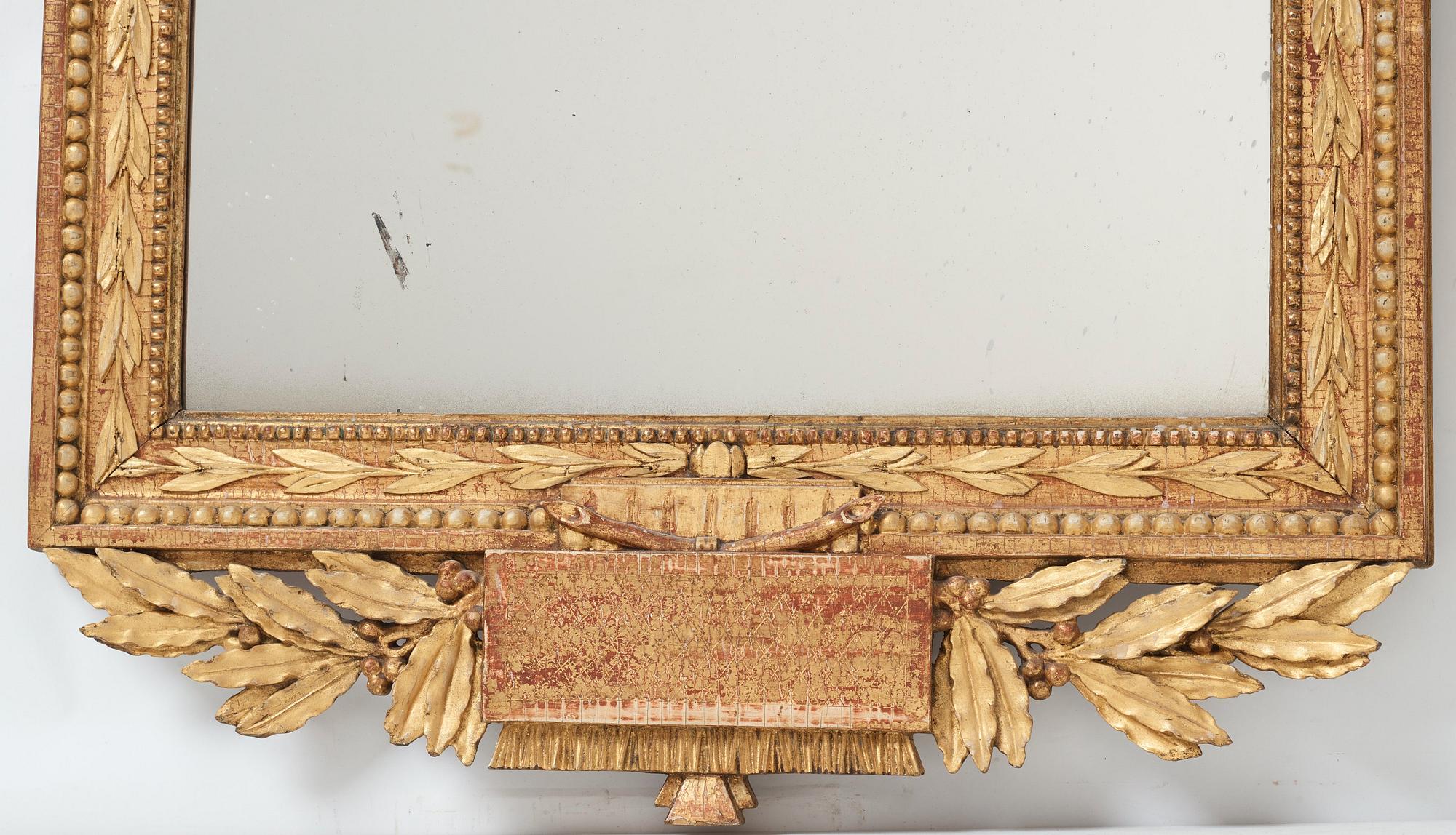 Spegel, tillskriven Pehr Ljung (1743-1819), bildhuggare i Stockholm, Gustaviansk.