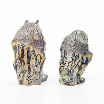 Figuriner 7 st, stengods, "John Bauers Troll", Rosa Ljung, Höganäs.