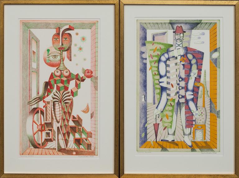 ERIK OLSON, 2 st, färglitografi, signerad och daterade 1978, epreuve d´artiste.