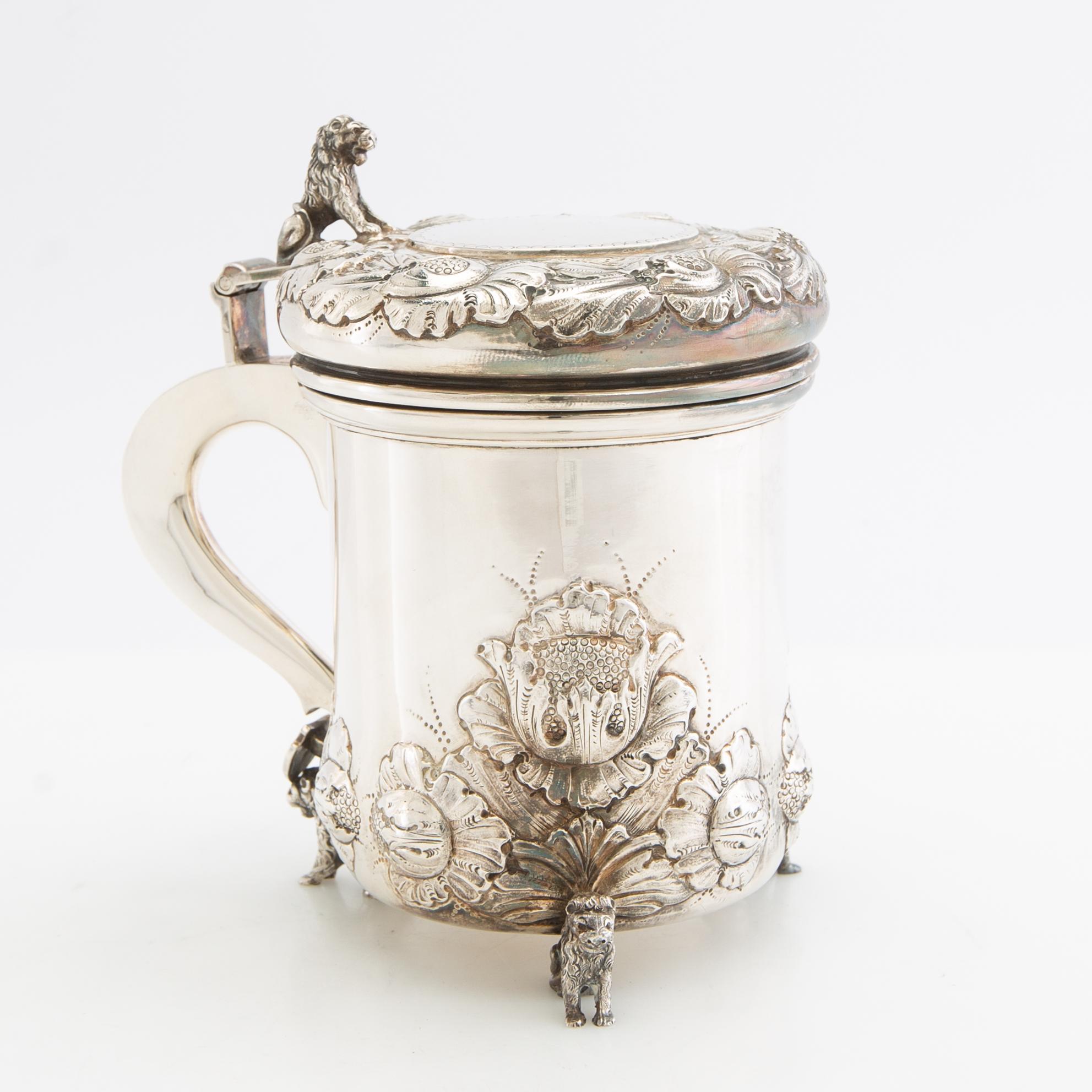 Preben Salomonsen dryckesstop barock-stil sterlingsilver Ljungby Danmark (1964-2009).