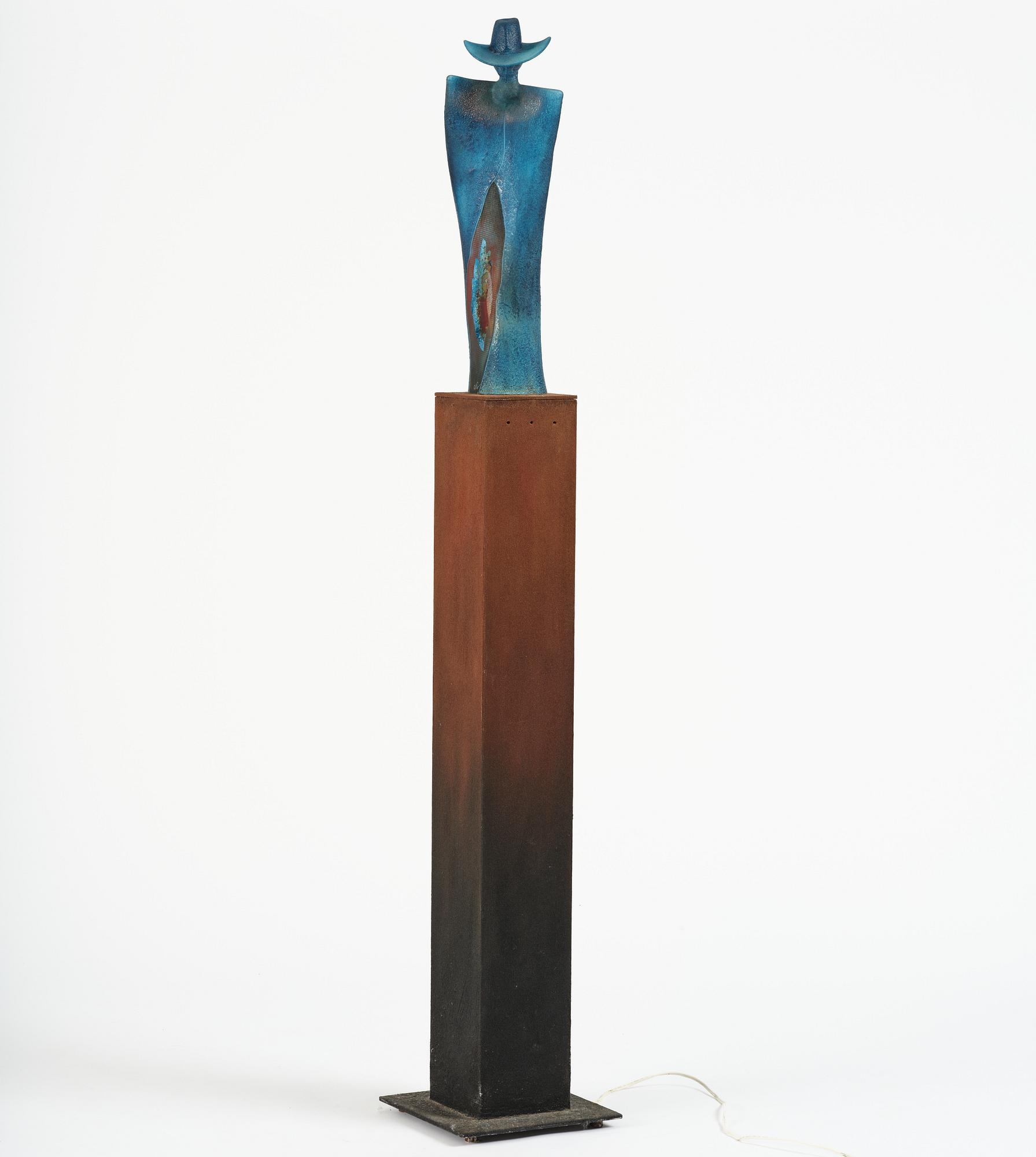 Kjell Engman, a unique glass sculpture 'Man in Trenchcaot' from the series "Catwalk", Kosta Boda, Sweden.