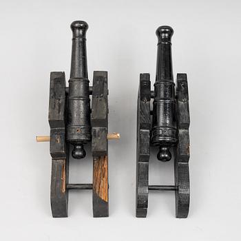 Iron cannons, a pair, 19th century.