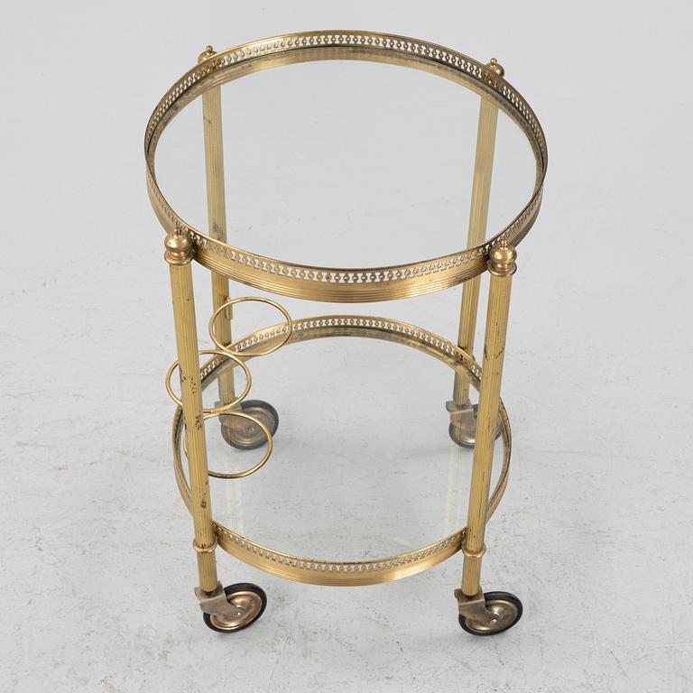 A brass and glass serving trolley, 1860's/70's.
