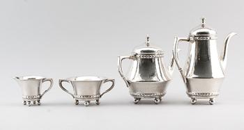 KAFFESERVIS, 4 delar, silver, K Anderson, Stockholm 1918. Vikt ca 1741 gram.