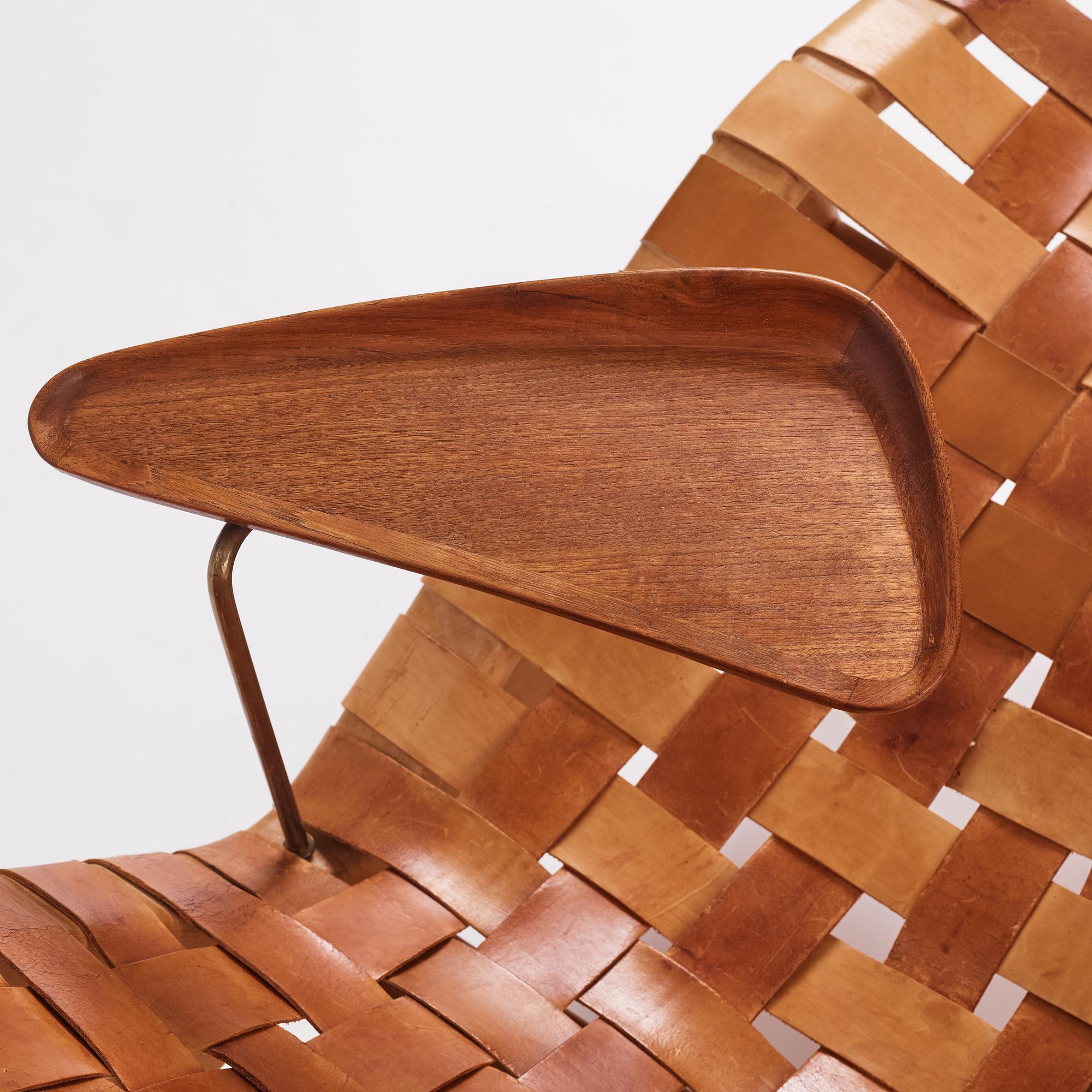 Arne Vodder, a natural brown leather lounge chair, Bovirke, Denmark 1950s.