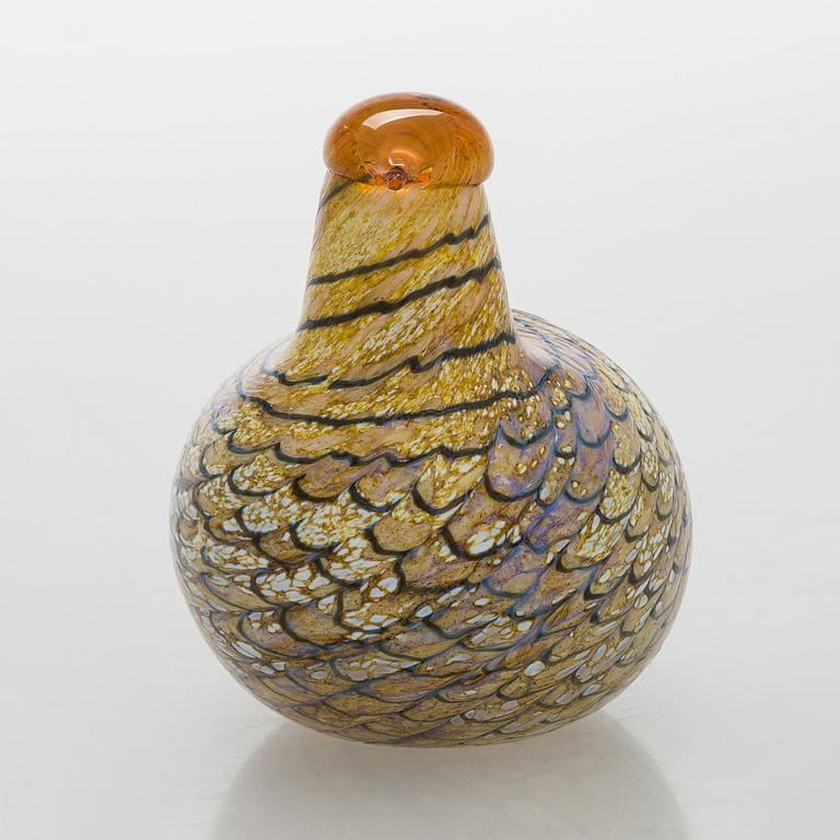 Oiva Toikka, a 'Summer Grouse' glass bird, signed O. Toikka Nuutajärvi.