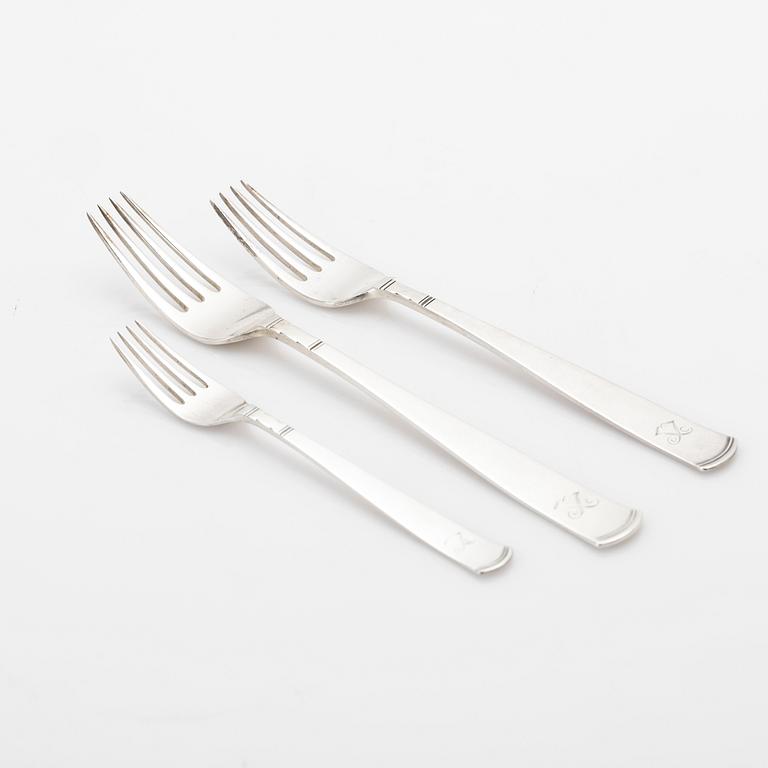 Jacob Ängman, Cutlery service, 144 pieces, silver, “Rosenholm”, GAB, Stockholm, 1936.