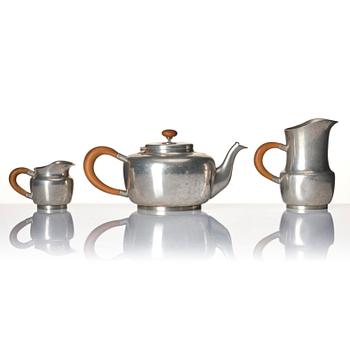 Josef Frank, a four pieces pewter tea service and a tray, model "A2330", Svenskt Tenn, Stockholm 1946 (tray 1929).