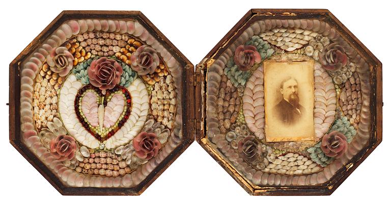 A sailors' shell valentine, West Indies, late 19th century.