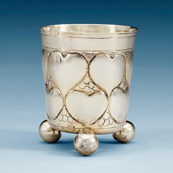 804. A German late 17th century silver-gilt beaker, mark of Marx Schaller II, Augsburg.