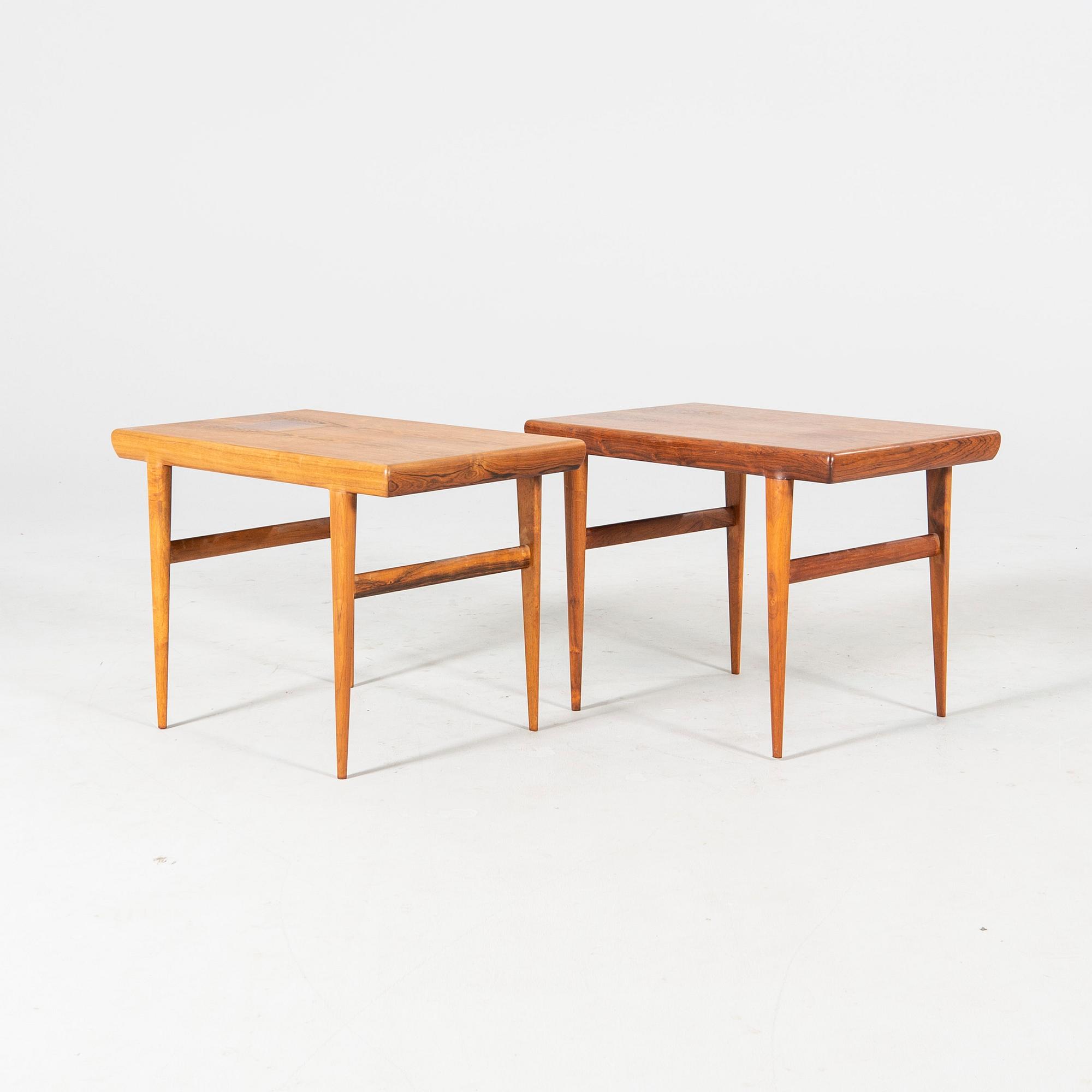 Johannes Andersen, a pair of 1960s jacaranda side tables Silkeborg Denmark.