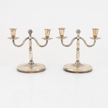 A pair of Swedish silver candlesticks, mark of CG Hallberg, Stockholm 1926.