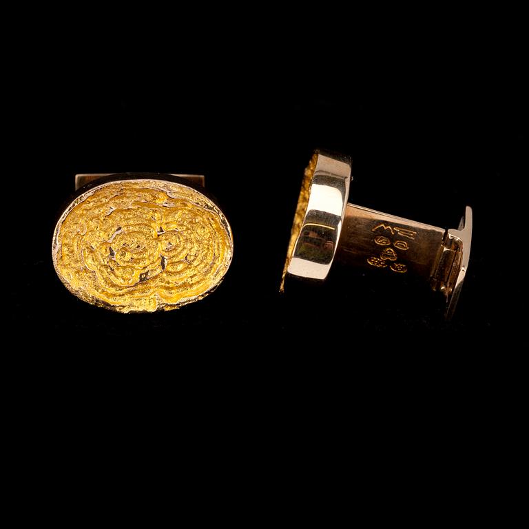 MANSCHETTKNAPPAR, guld 14K, Björn Weckström, Lapponia 1968. Vikt 13,5 g. Originaletui.