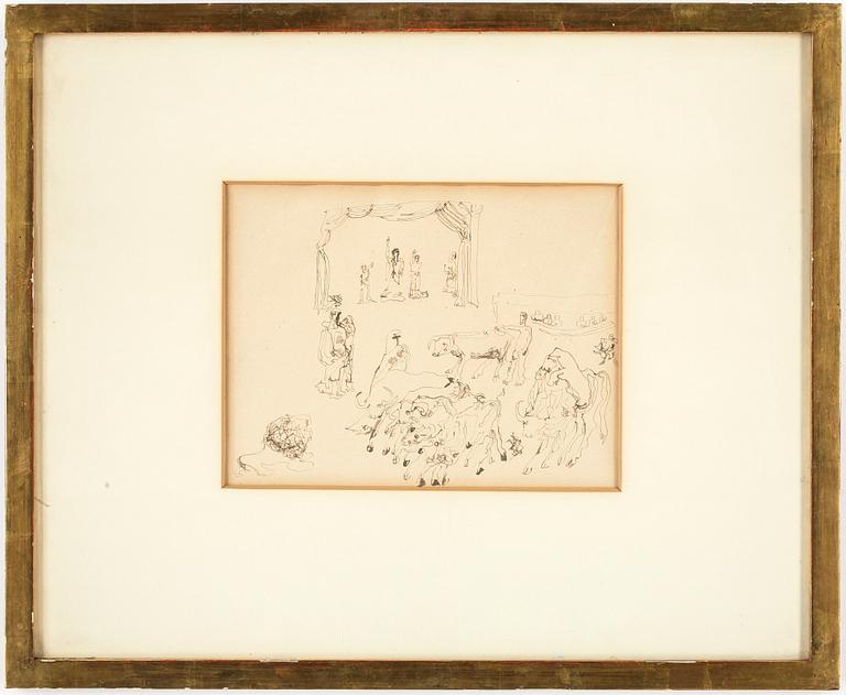 CARL FREDRIK HILL, tuschteckning, ej signerad.