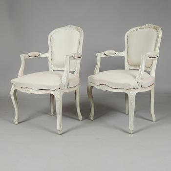 KARMSTOLAR, 1 par, rokokostil, 1900-talets mitt.