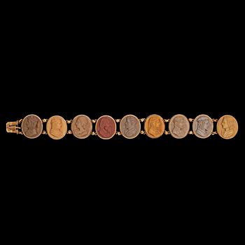 1106. ARMBAND, skurna lavastenar, 1800-tal.